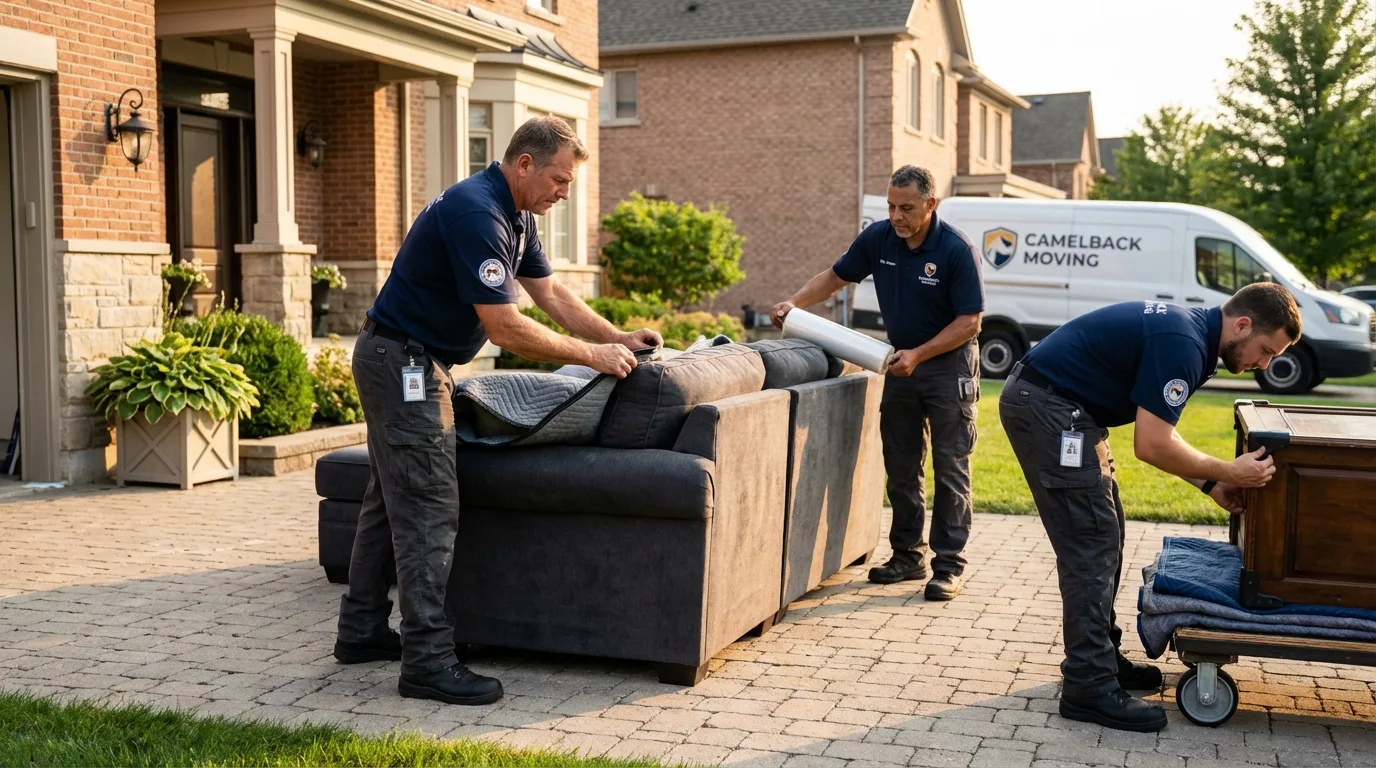 Large estate moving crew wrapping furniture in Olivet, SD